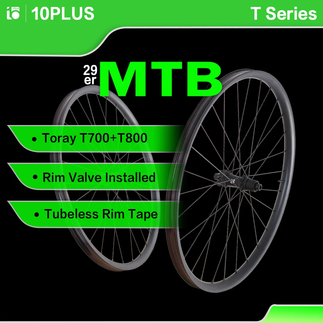 10PLUS 30mm Width 24mm Depth 29er Carbon Fiber Wheels T Series for MTB Mountain Bicycle Trail Disc Riding（105）