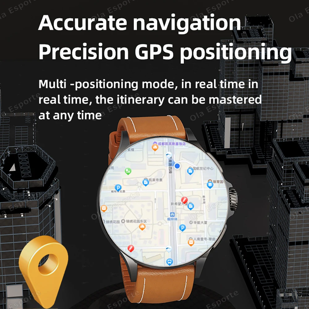 بطاقة Sim NFC SmartWatch GPS Tracker 5G/WIFI BT Call 800W كاميرا 1.95 بوصة الدفع معدل ضربات القلب اللياقة البدنية الرياضة 1000mAh Smartwatch الرجال