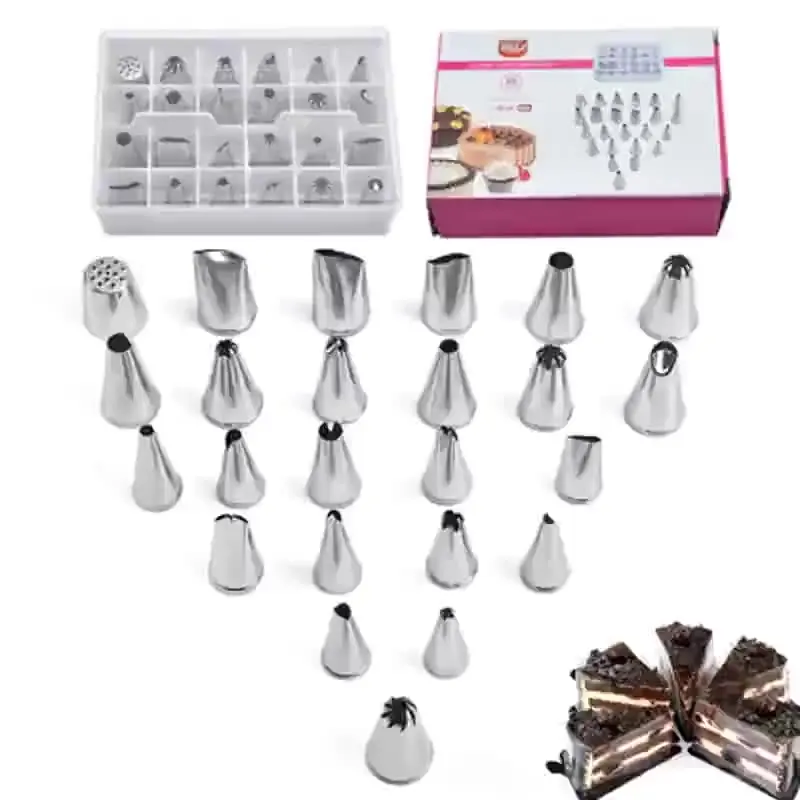 24 Piece Cream Nozzle Set Stainless Steel Nozzle Material Cream Cake Cookie DIY Accessories Decoration Baking Tools