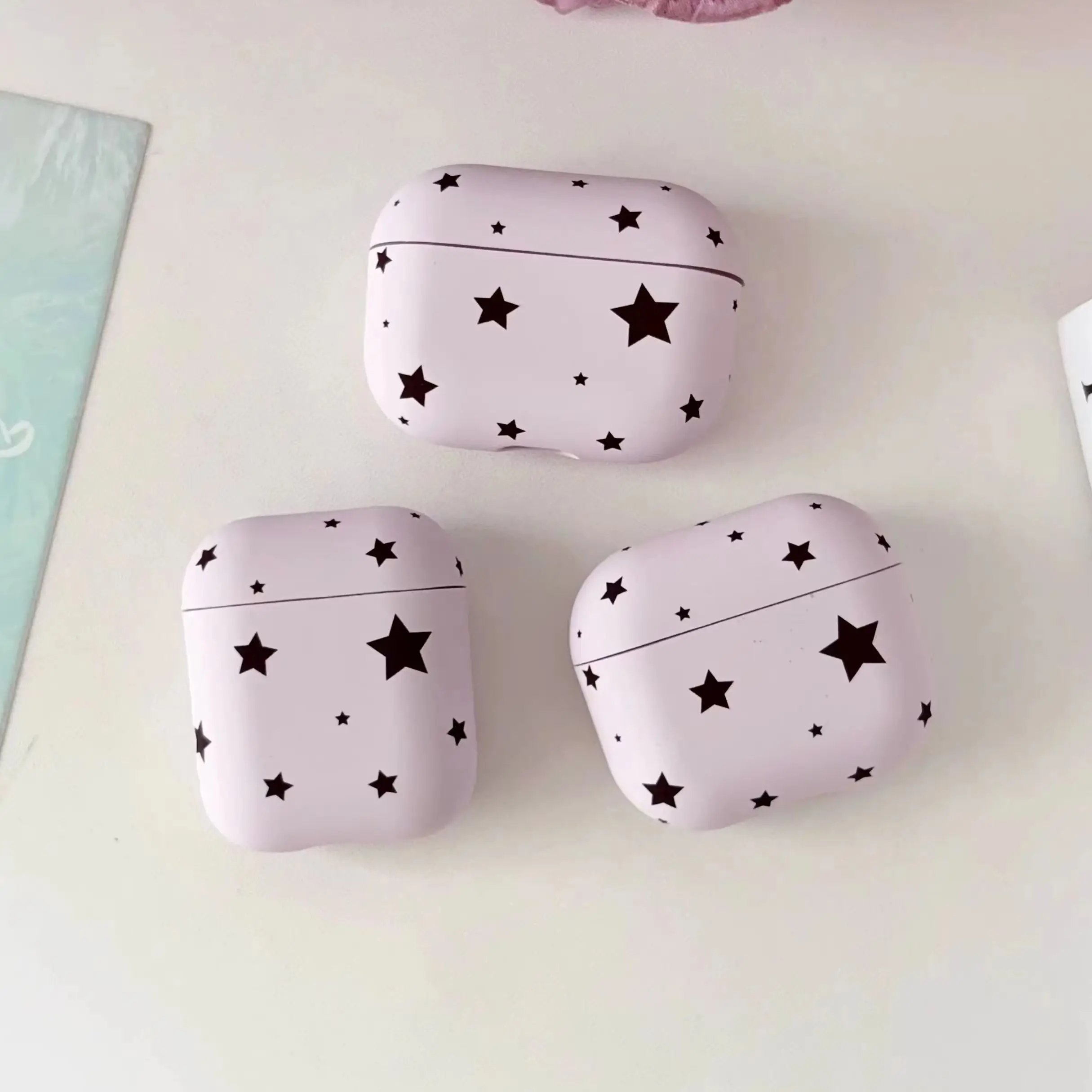 Fresh Five Pointed Star Pattern Light Purple Matte Earphone Cover Case For AirPods 1 2 3 4 5 Pro Pro2 Pro3