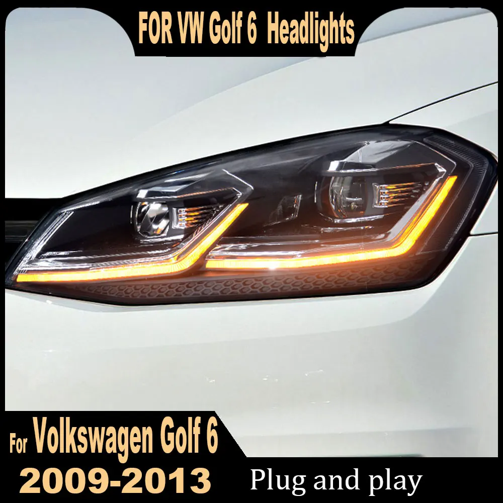 HeadLamp for VW Golf 6 MK6 LED Headlight 2009 2010 2011 2012 Headlights Golf6 DRL Turn Signal High Beam Angel Eye Projector Lens