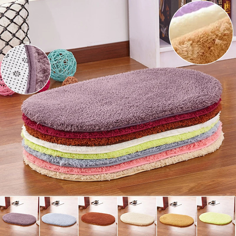 

Soft Water Absorption Bath Mats Toilet Floor Doorway Rug Thick Carpets Non-slip Bathroom Mats Memory Foam Bath Rug Ellipse Mats