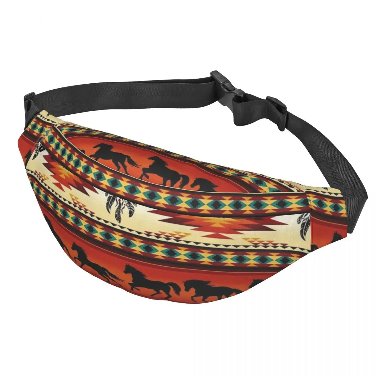 Custom Fashion Navajo Aztec Tribal Horse Pattern Fanny Pack Women Men Sling Crossbody Waist Bag Travel Cycling Phone Money Pouch