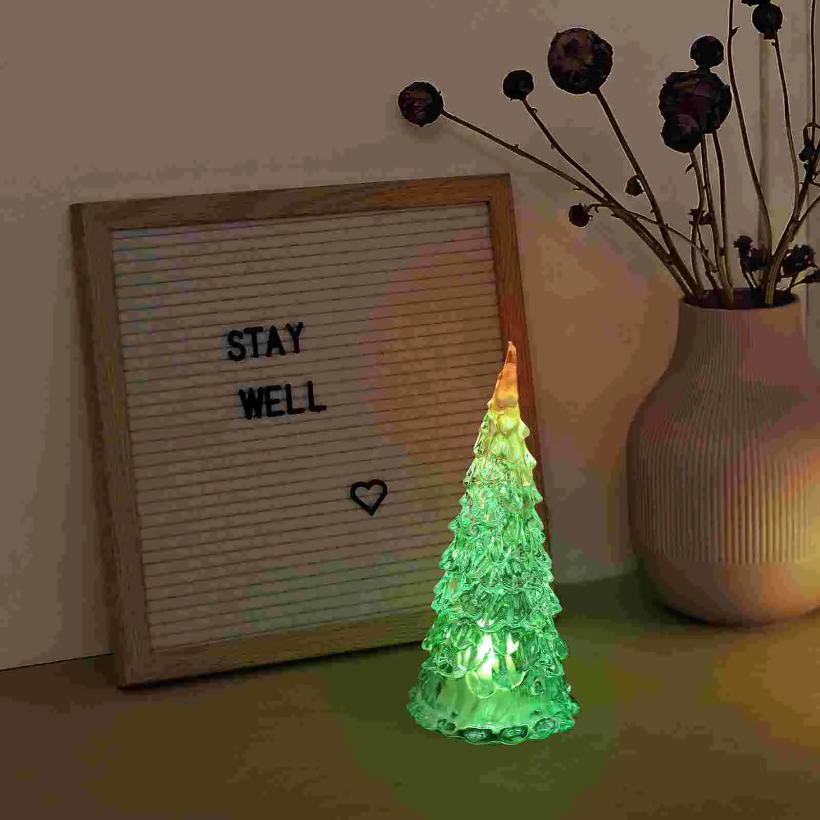 

8 Pcs Christmas Decorations Outdoor Acrylic Tree LED Desktop Tabletop Luminous Colorful