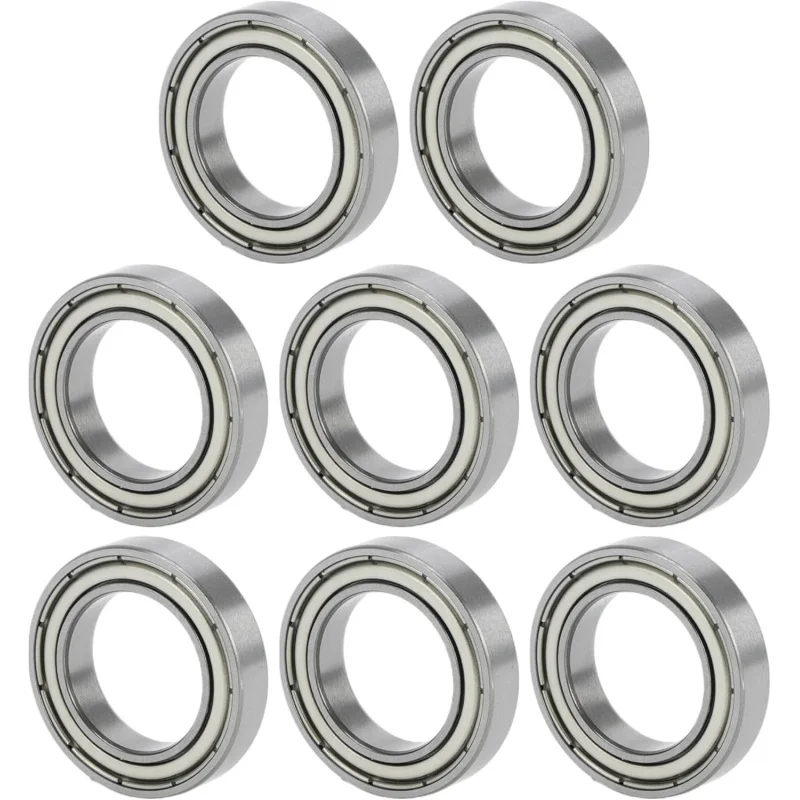 6802ZZ Deep Groove Ball Bearings P6 15x24x5mm Lubricated Bearings Double Metal Seal Silver Tone Scooter - Pack of 8