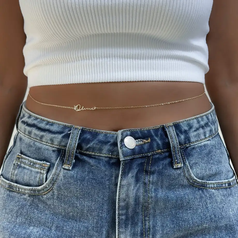 

Custom Waist Chain for Women Stainless Steel Belly Chain Bikini Bachelorette Party Accessories Personalized Body Jewelry