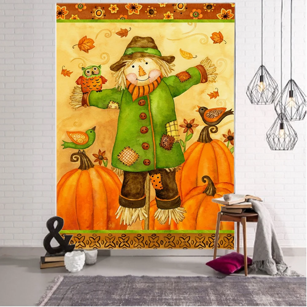 Cartoon autumn Dafengshou (Salad of assorted fresh vegetables) happy background decorative tapestry