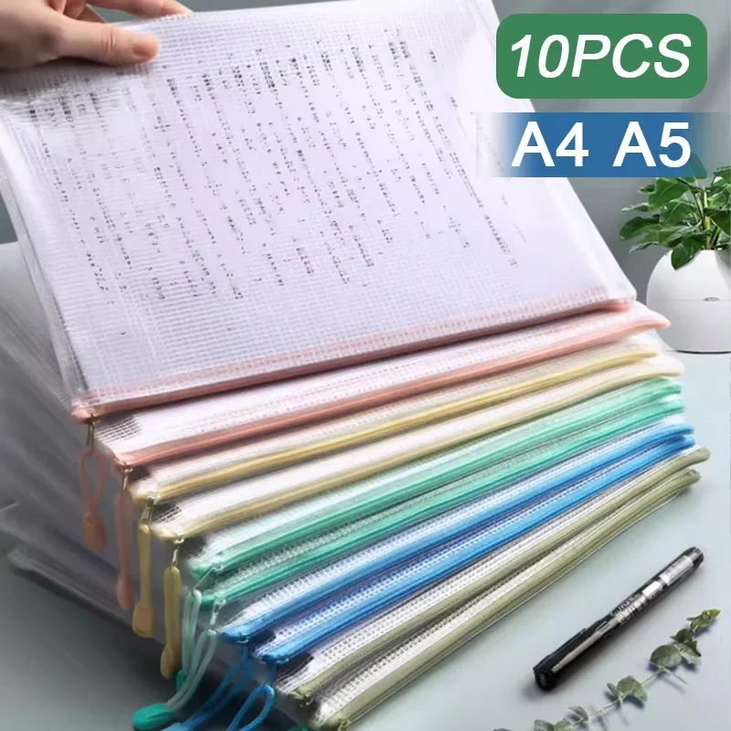 

5-30 шт. сетчатые сумки на молнии, водонепроницаемые папки для документов формата А4, А5, сумки для хранения канцелярских принадлежностей, школьных принадлежностей