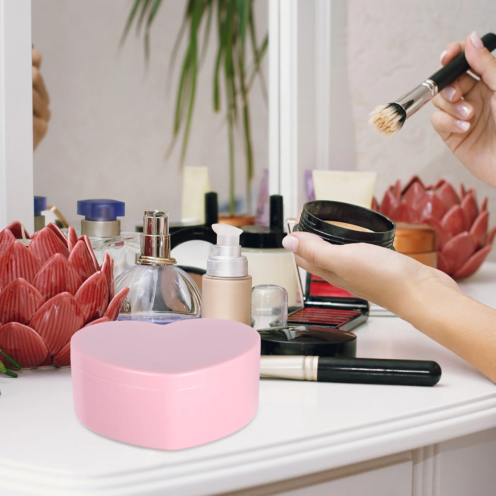 

Heart Shape Double Layer Jewelry Box Desktop Storage Organizer Case Earrings Necklace Ring Container Decorative Makeup Box