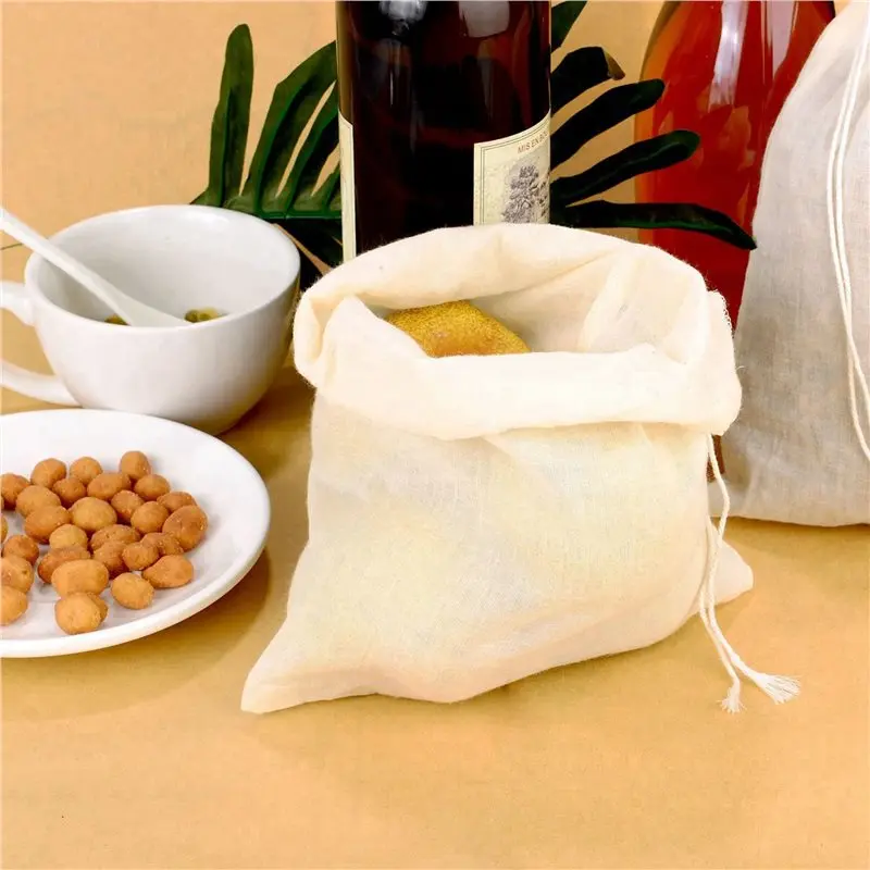 【THANKSGIVING DAY】60 Pieces Large Muslin Bags Cotton Drawstring Bags,Tea Brew Bags (8 X 12 Inches)