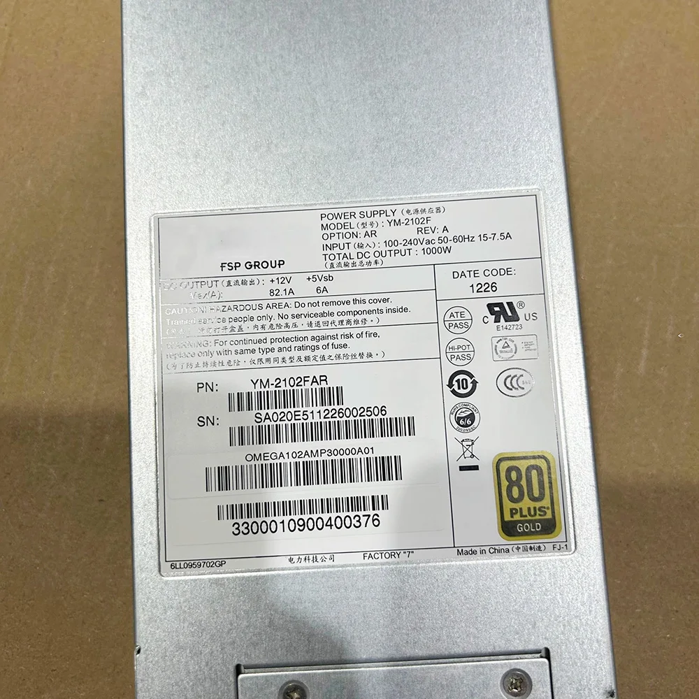 For 3Y YM-2102F 1000W Server Power Supply