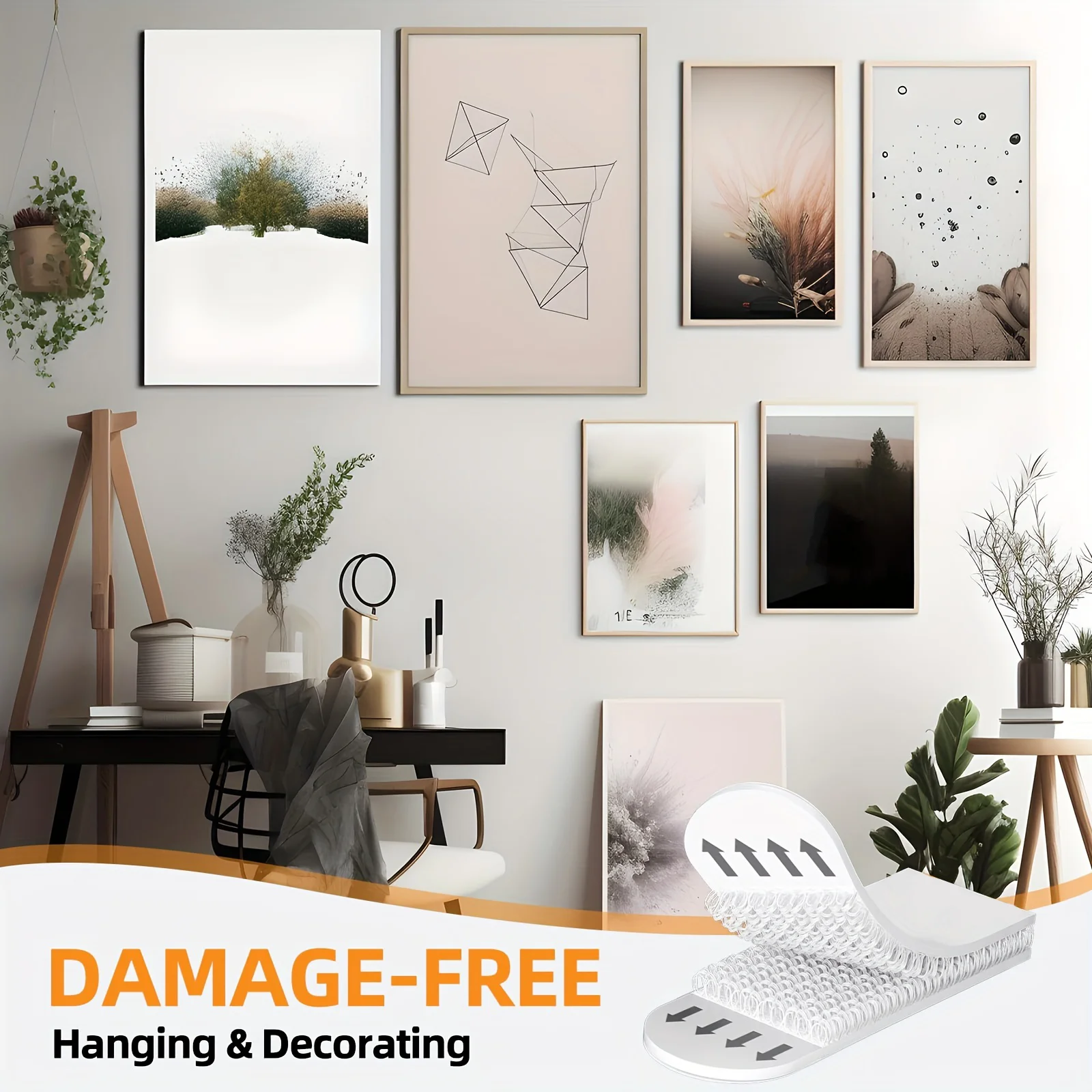 5-Pairs Heavy Duty Picture Hanging Strips, Damage-Free No Nails Refill Adhesive for Hanging Frames, Posters, Wall Decor & Photos