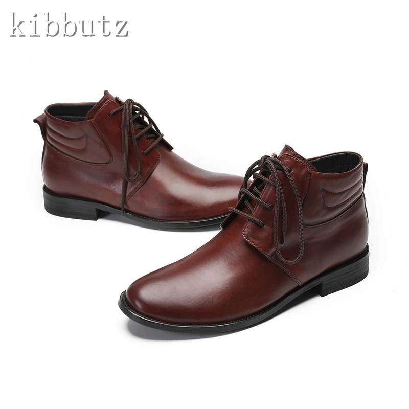 Bottes Plates à Lacets en Cuir group pour Homme, Chaussures de Styliste Formelles, Marron, Noir, Nouvelle Collection