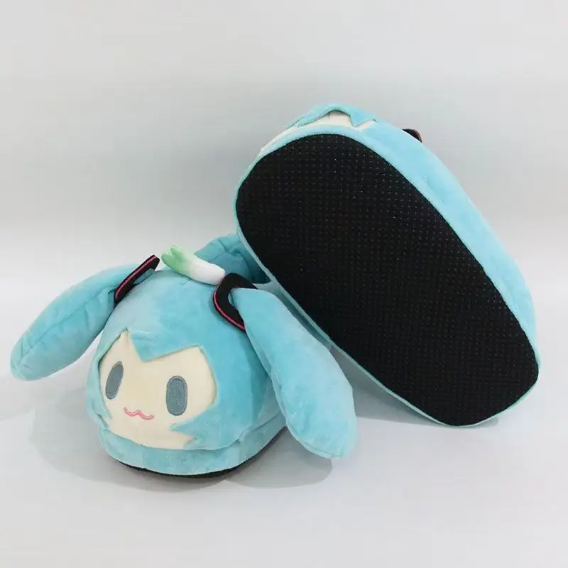 Kawaii هاتسون ميكو الكرتون النعال Y2k أنيمي الطرفية المنزل الطابق أحذية للفتيات أحذية قطنية دافئة النعال الفتاة الهدايا #4