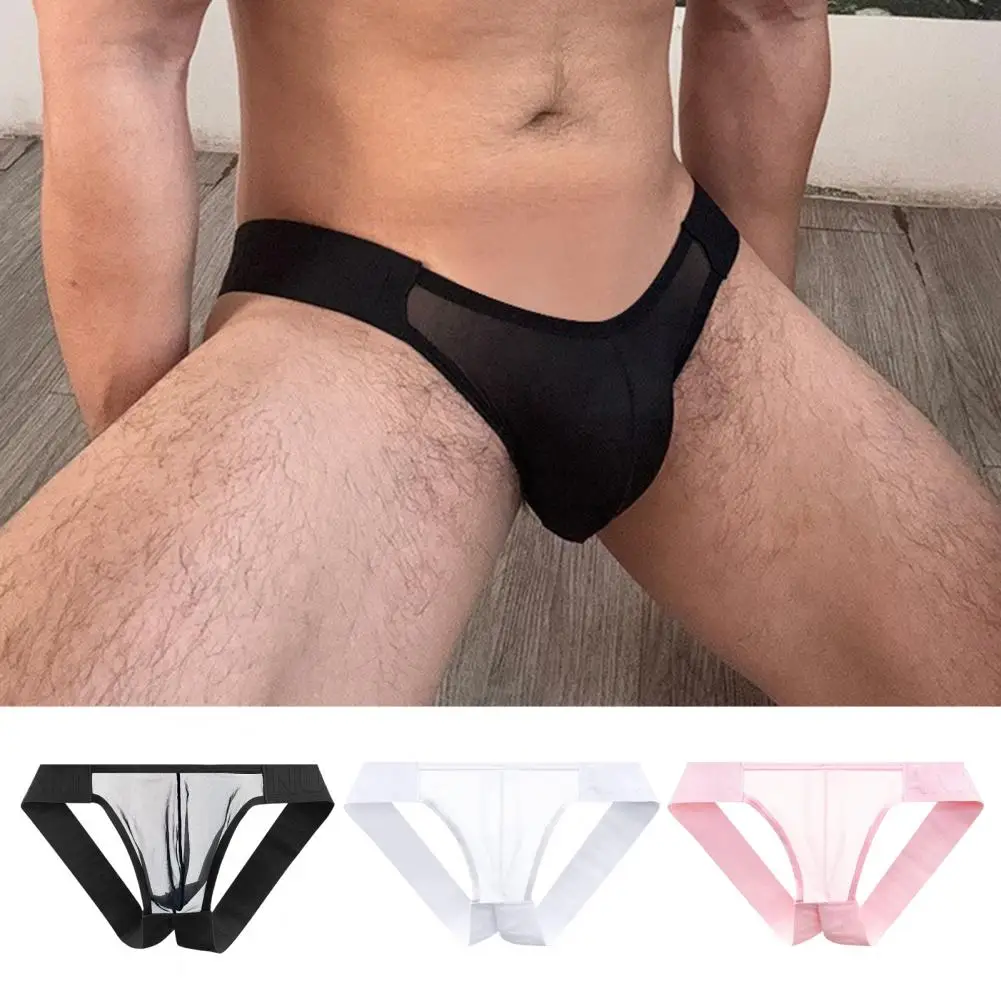 Eenvoudig ontwerp herenondergoed heren lage taille sexy strings ademend mesh garen splitsen slips ultradun ondergoed voor comfort