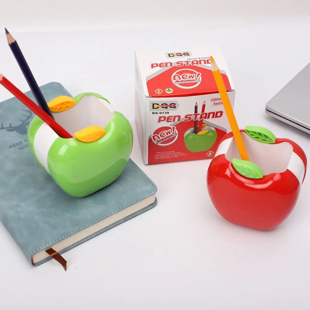 Kawaii Fruit Pencil Holder Plastic Aesthetic Cute Brush Stand Large Capacity Tabletop Storage Flower Vase Pot School Office