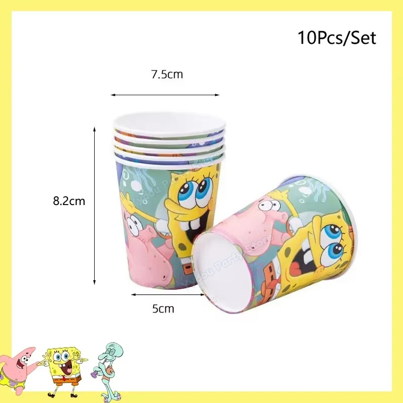 SpongeBob Schwammkopf Geburtstagsparty Dekorations-Set Tischgeschirr Becher Teller Tischdecke Luftballons Babyparty Kinderparty Geschenke – Detail 9