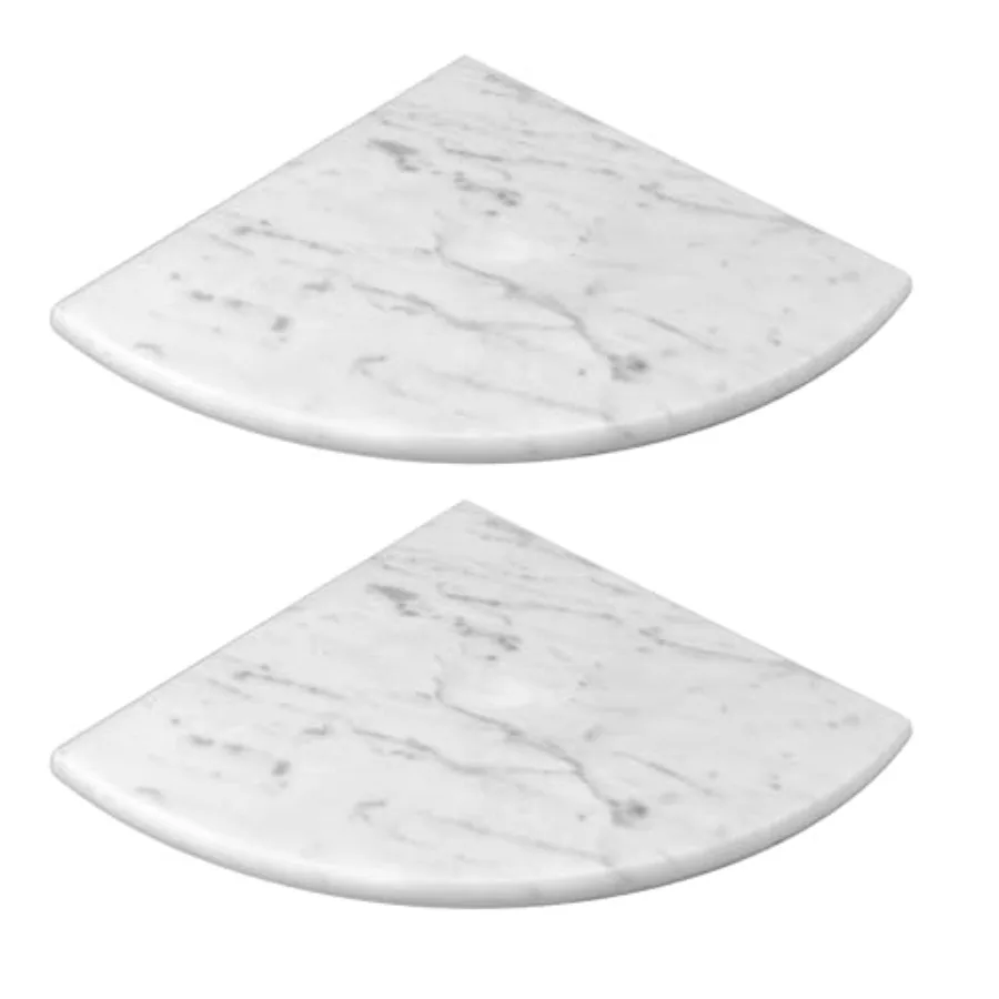 

9 Inch Marble Corner Shower Shelf for Bathroom Shower Room Both Side Honed Polished Bathroom Wall Mounted Carrara White - 2pcs