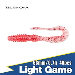 TSURINOYA 63mm 0.7g 40pcs Soft Worm Grub Fishing Lure BOUNDEN Ligh Game Bait Ajing Pike Bass Artificial Silicon Swimbaits