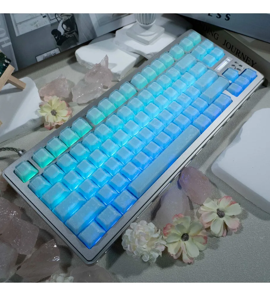 Keycap Side Engraving for EV63 Mile from Ace68 Night Demon Forerunner X87 Jelly Carbon Fiber Pattern