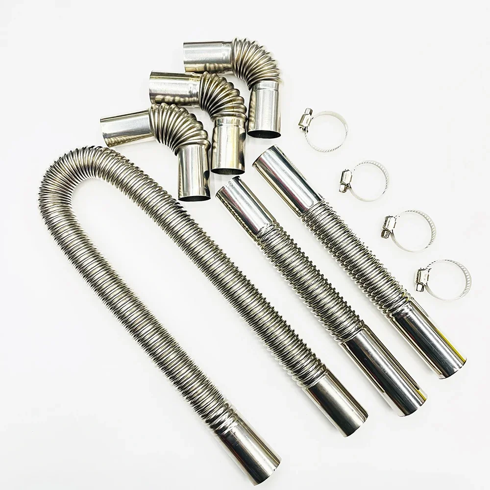 60-300cm Car Air Diesel Parking Heater Stainless Steel Spiral Exhaust Pipe Gas Vent Hose Tailpipe Automobile Accessories