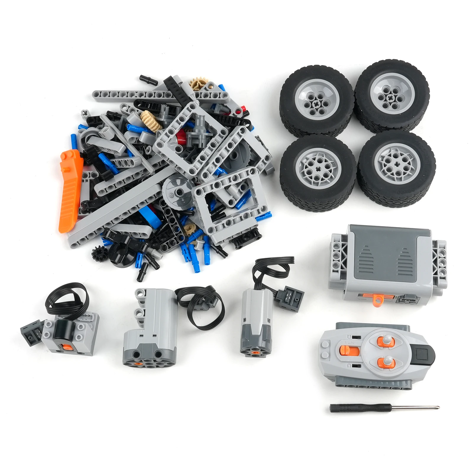 MOC 4WD Remote Control Car Chassis Kit With 62.4*20mm Wheel Four-Wheel Drive Technical Car M Motor Servo Motor AA Battery Box
