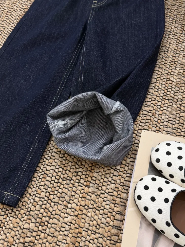 Children's Pants Girls' Fashionable and Versatile Contrasting Colors Bright Lines Soft Denim Labeled Jeans view 6