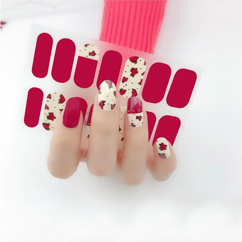 French Nail Stickers 3D Crystal Nail Polish Decals Manicure Decoras DIY Full Cover Adhesive Nail Wraps Beauty False Nail Patch