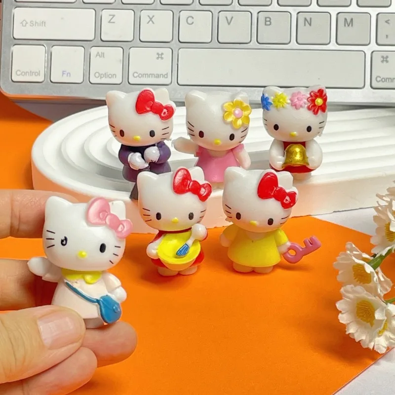 

6Pcs Sanrio Hello Kitty Model Anime Action Figure Toy Anime Merchandise Doll Car Desktop Decoration Girl Birthday Christmas Gift
