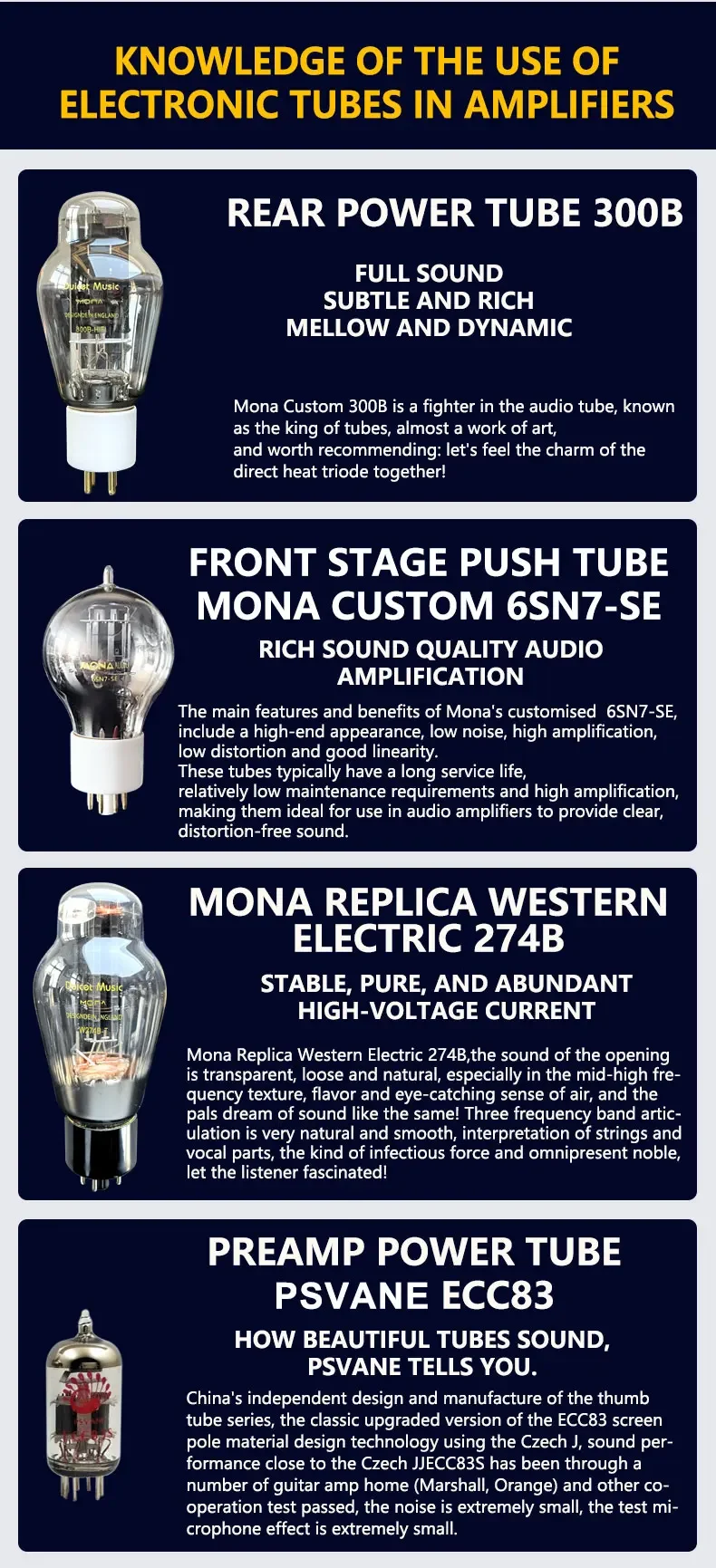 

Mona New Arrival 7 Tube 300B Tube Amplifier Material Hifi Audio System Processor Gold 220v Home Amplifier 2024 Aluminum 2.0 23KG