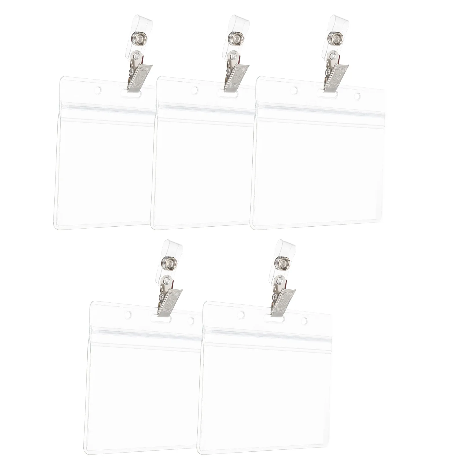 5Sets Premium Clear PVC Cards Holder Secure Id Badge Cover for Office Workers Students Exhibition Pass Cards Protector Multi