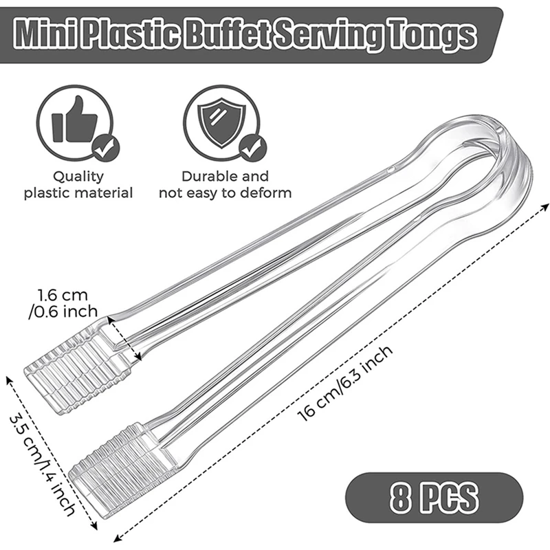 24 Stuks Plastic Buffet Servet Tang Mini Serveergereedschap Tang Hapjes Tang Doorzichtige Keukentang 6.3 Inch Klein Ijs