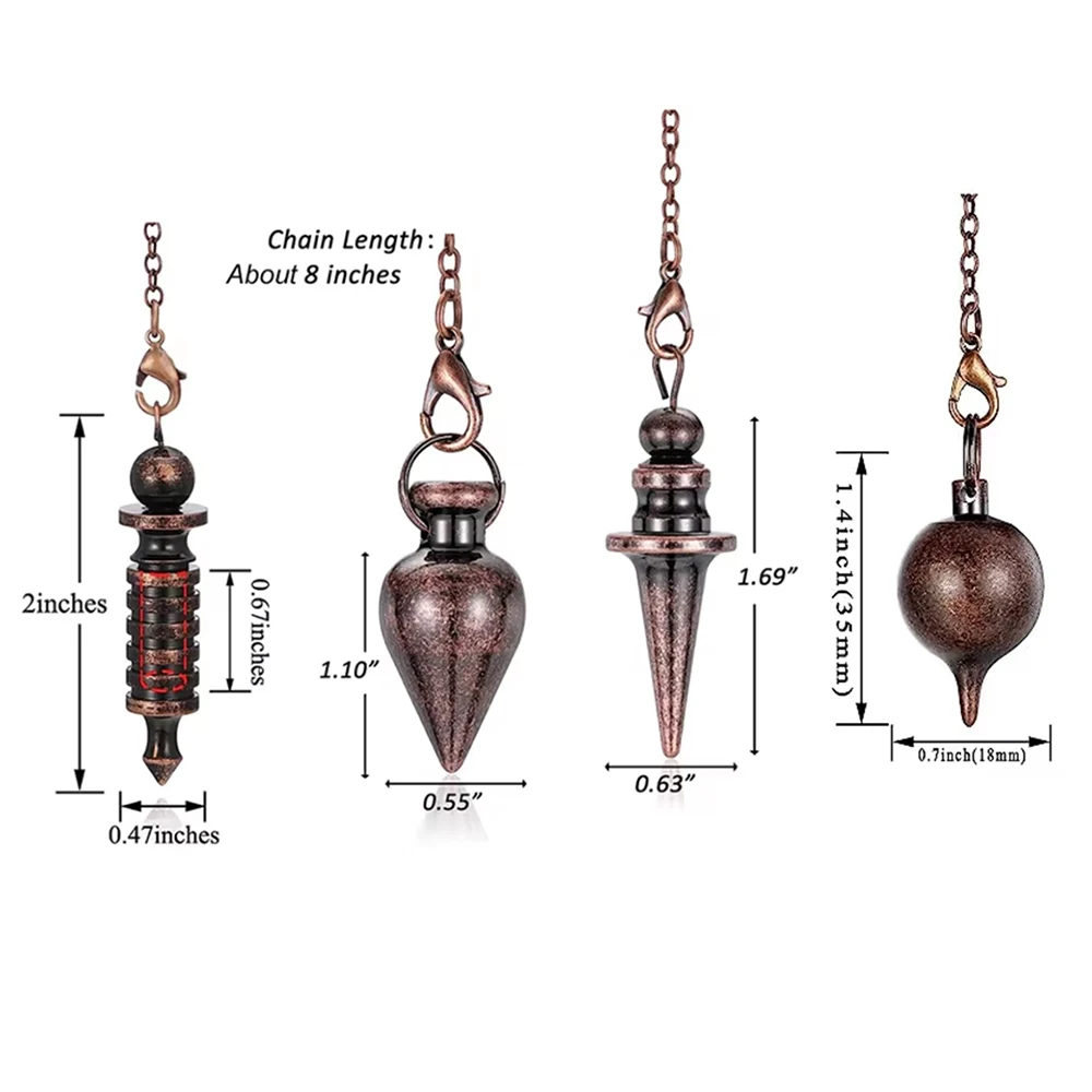 Metal Pendulum Pendulo Radiestesia Pendulums for Dowsing Spiral Cone Antique Gold Silver Pyramid Pendule Reiki Healing Jewelry