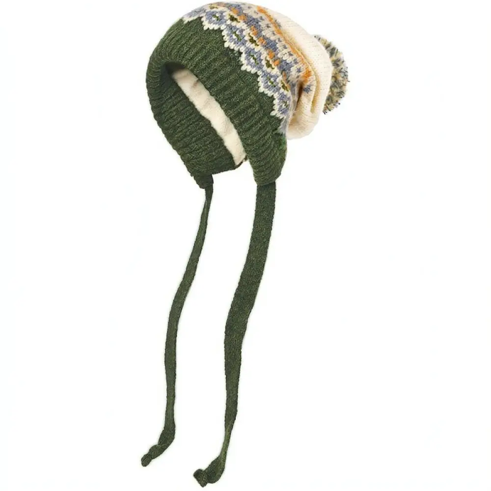 Winter Warm Knitted Beanie Hat Women Fashion Crochet Cap Soft Plush Checkerboard Pattern Elastic Outdoor Daily Bonnet
