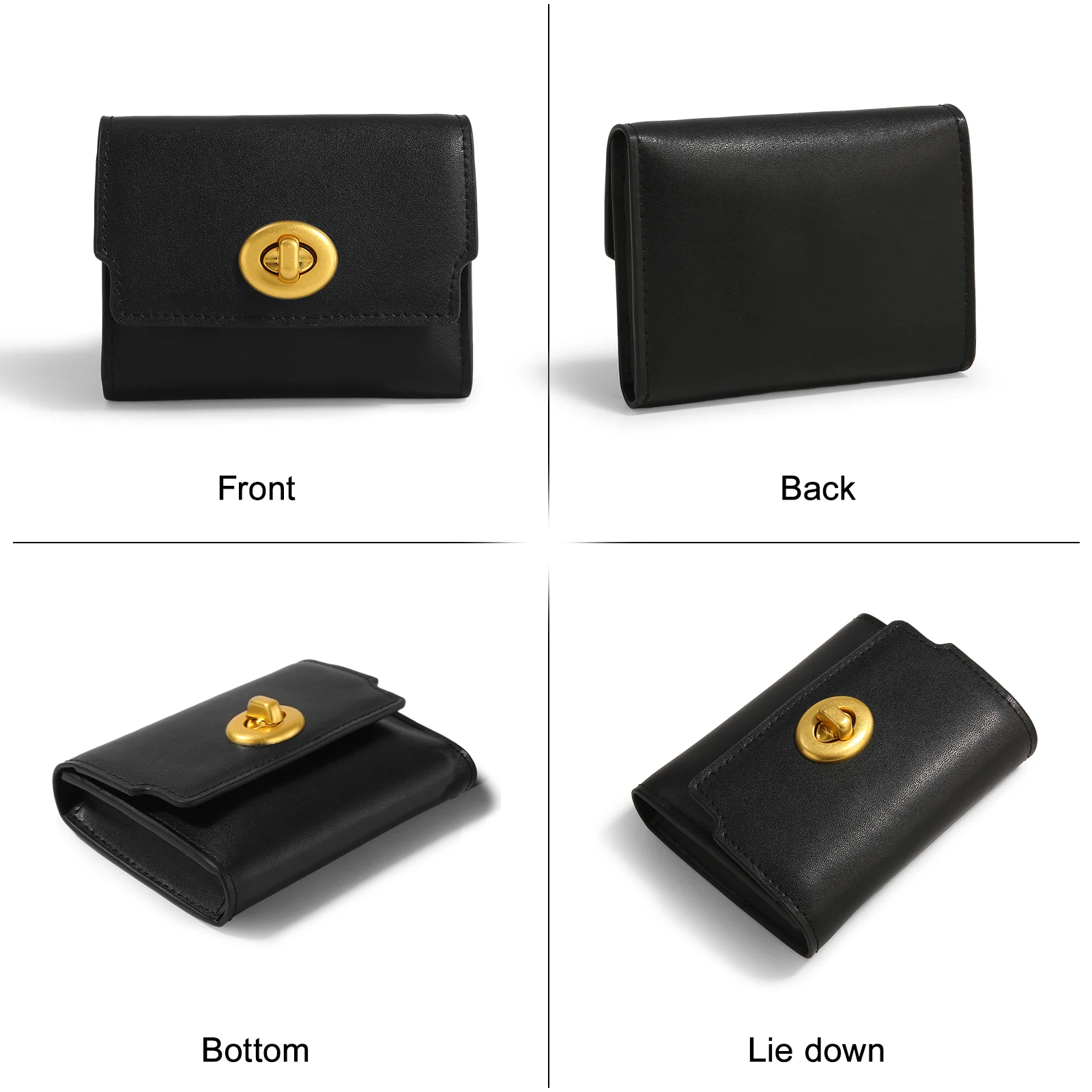 ITAMOOD Black Wallet Card Holder Genuine Leather Vintage Simple Design Short Wallet New Fashion Wallet Card Bag Valentine's Gift