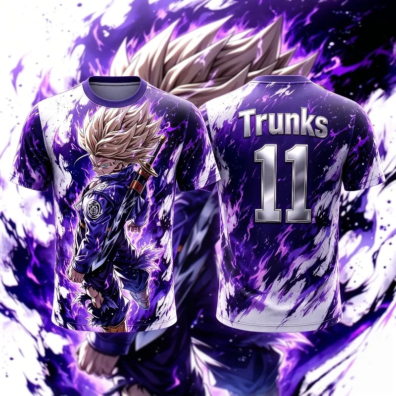 2026 Summer Dragon Ball Trunks 3D Print Jersey Trendy Men Breathable Quick Dry Outdoor Sports Anime Streetwear Short Sleeve