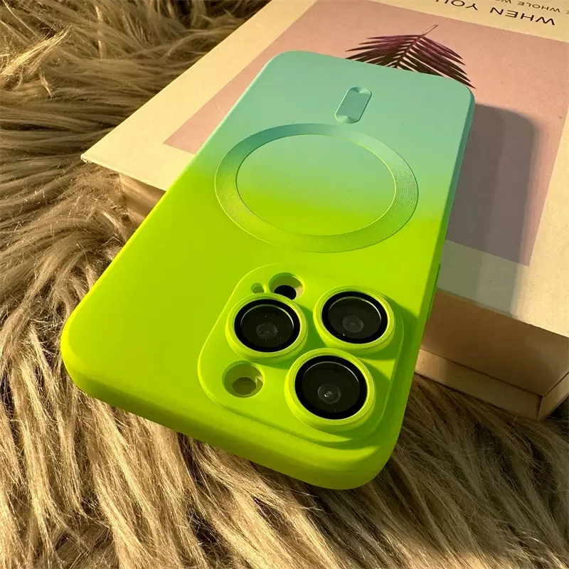 Comes With Lens Film Gradient Color Phone Case For IPhone 16 15 14 13 12 Pro Max 11 Silicone Shockproof Back Cover