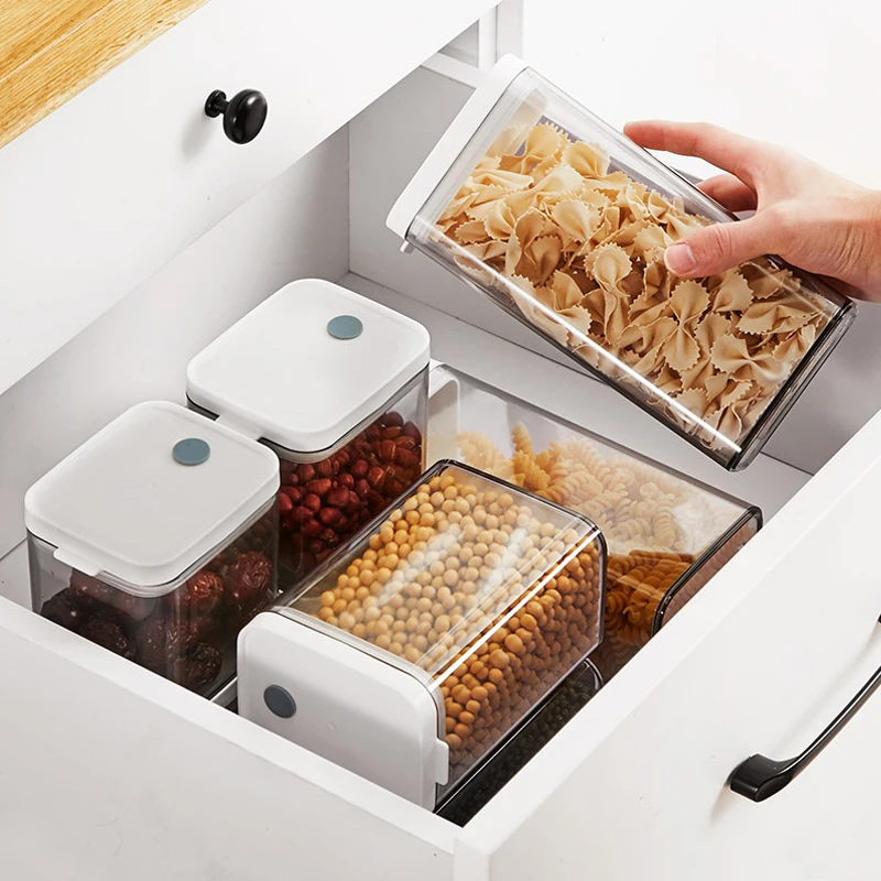 Plastic Storage Box,Food Storage Container,Kitchen Organizer for Grains Pasta Nuts Spices,Airtight Cereal Dispenser,Waterproof