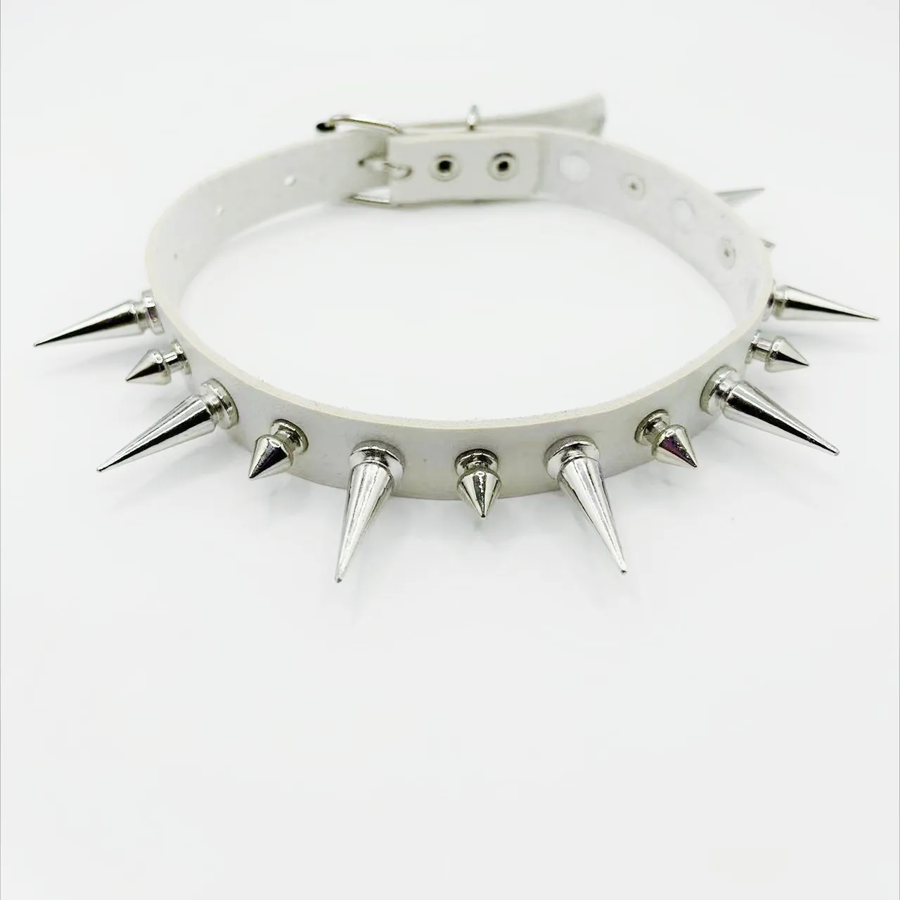 Damen-Gürtel, Punk, Gothic, sexy, schwarz/rosa/weiß/lila, mit Stacheln, aus Kunstleder, Y2K-Halskette, geeignet für Damen, für Partys. – Detail 9