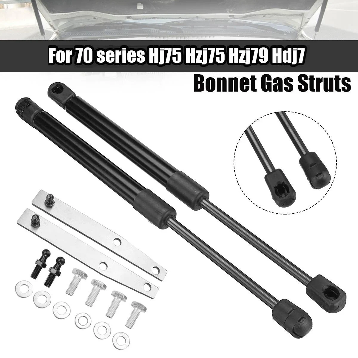 2X Bonnet Strut Bars Gas Spring for Landcruiser Fj75 Bj73 Hj75 Hzj75 Hzj79 Hdj79 Hzj78 Hdj78 Vdj79 Vdj78 Vdj78 70