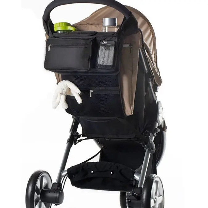 Multifunctional Large Capacity Stroller Hanging Bag Portable Baby Bottle Storage with Multiple Pockets for Outdoor Baby Travel