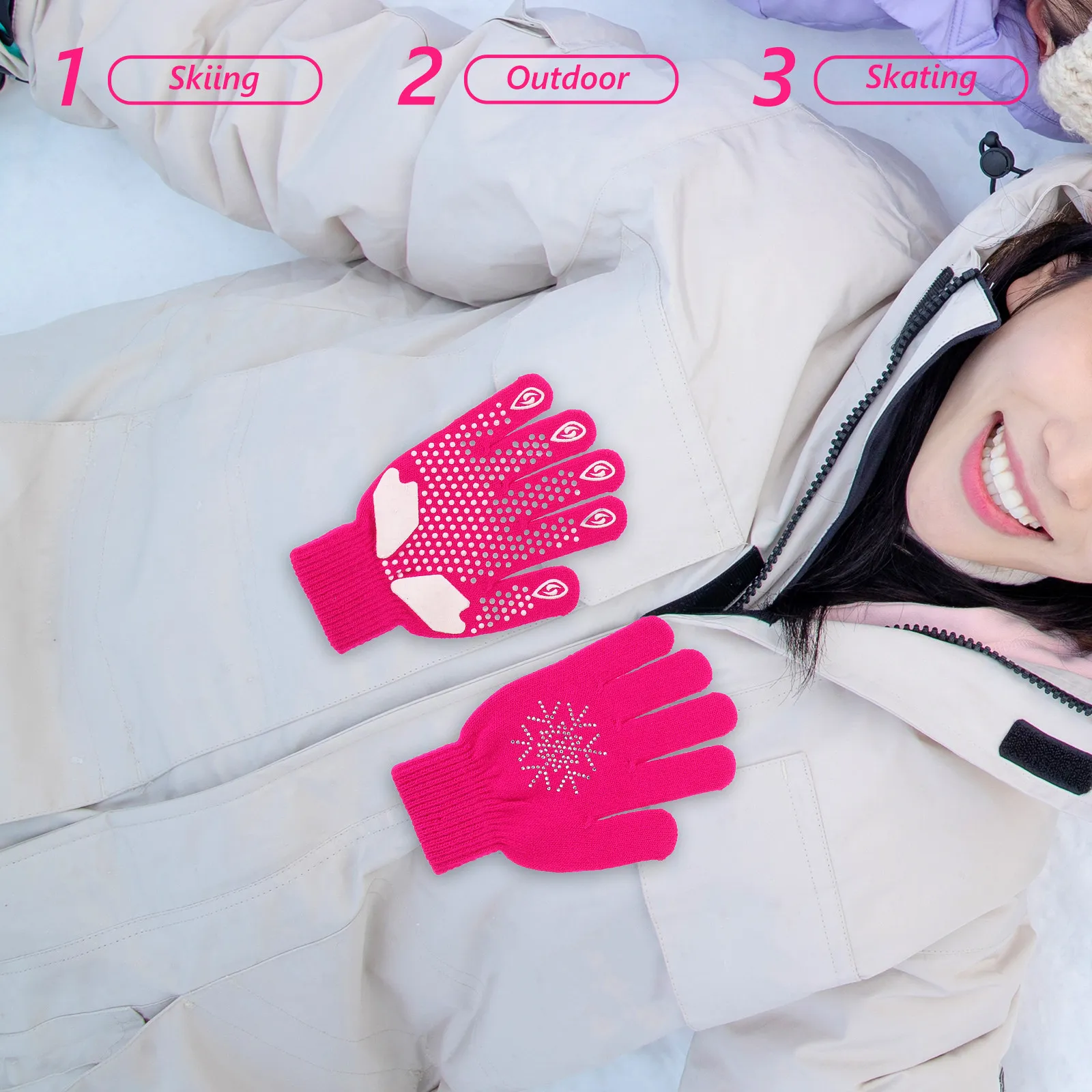 

1Pair Figure Skating Gloves Women Youth Cute Stylish Non Slip Thick Palm Ice Skating Accessories Practice Performance