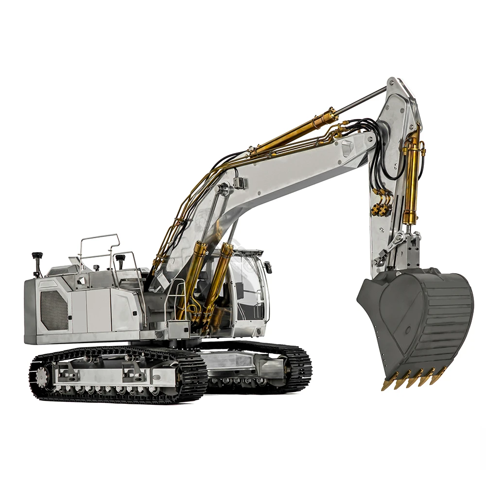 Aoue-LR945 1/14 RC Hydraulic Excavator Metal Model CNC Chassis with Lamp Remote Control Excavator Model Toy