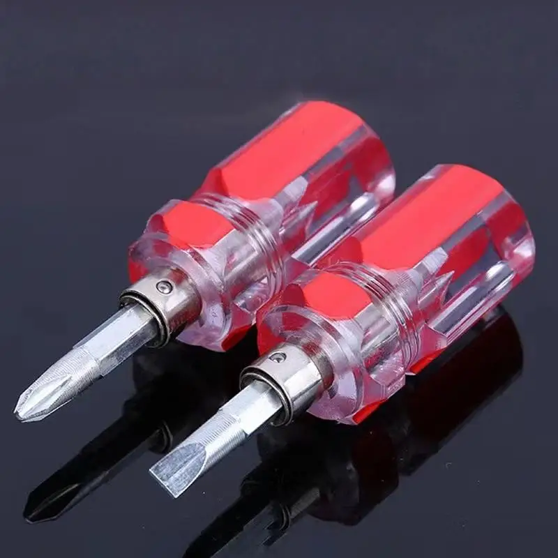 2pcs  Screwdriver Transparent Head Mini Small Portable Radish Head Handle With Flat Head Slotted  Cross Repair Hand Tool