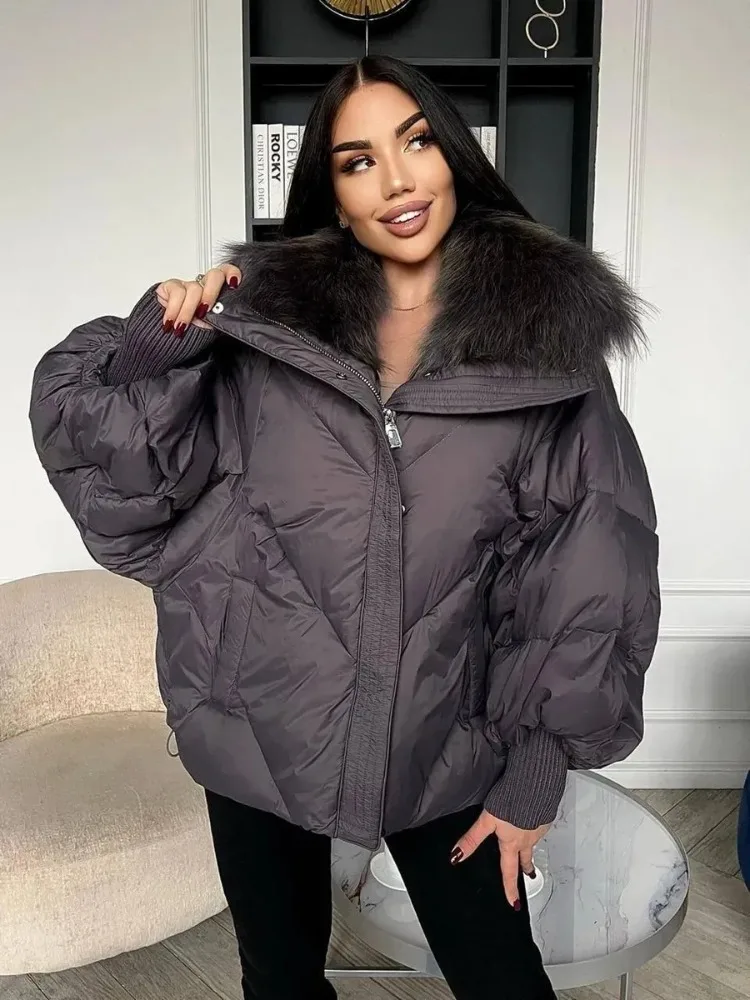 Women's Winter Down Jacket Real Fur Collar Luxury High Quality Clothing Jackets with Natural Fur for Women Down Coats & Parkas