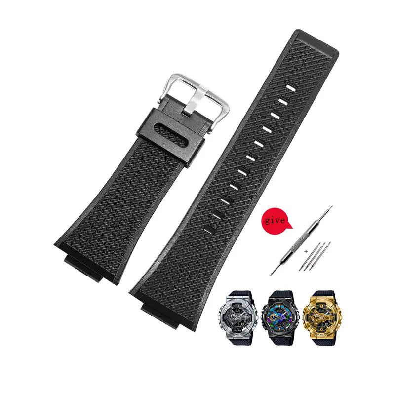 

Waterproof Rubber Watchband Suitable For CASIO GM-110GB Resin Silicone Strap Stainless Steel Watch Chain