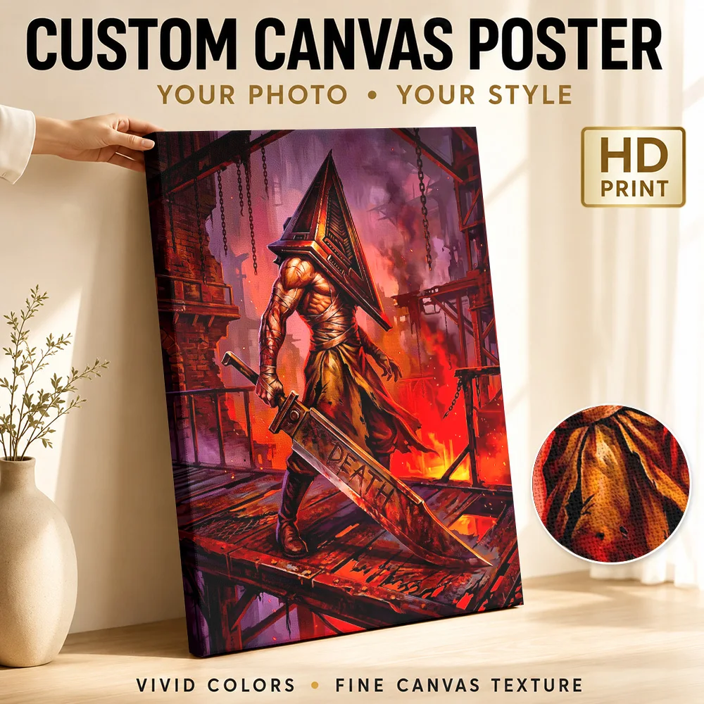 Pyramid Head Canvas Print Poster Custom Photo Modern Aesthetic Canvas Wall Art for Office Decor Collectible Ready to Hang Gift
