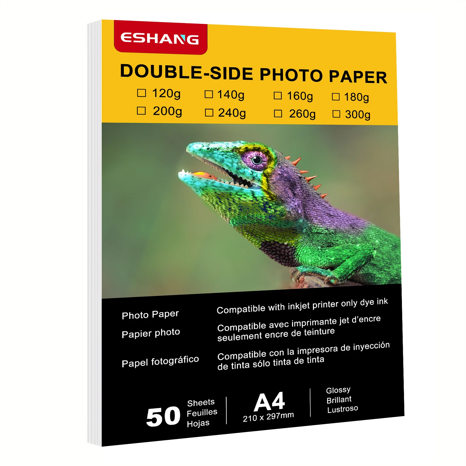 50 Sheets Double-Sided Photo Paper High Glossy Photographic Paper 8.3x11.7 Inch Compatible with Inkjet Printer