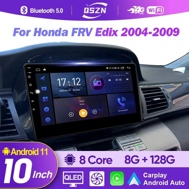 Voor Honda FRV Edix 2004-2009 Multimedia Autoradio Stereo WIFI 2K QLED Draadloze Carplay Android Auto navigatie 4G BT Android 13