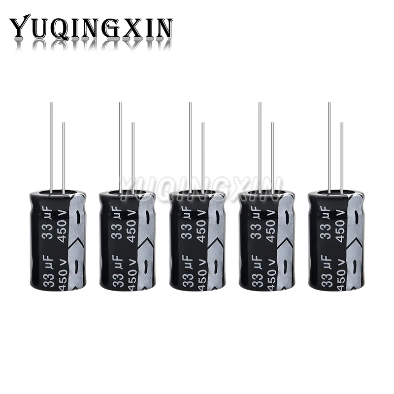 5pcs 450V Aluminum Electrolytic Capacitor 1UF 2.2UF 3.3UF 4.7UF 10UF 22UF 33UF 47UF 68UF 82UF 100UF 150UF 180UF 220UF